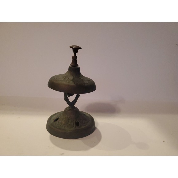 Vintage Sunflower Floral Design Brass Store Service Counter Hotel Bell..ITALY - Picture 1 of 6